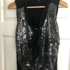 EUC Magaschoni black cashmere silk top